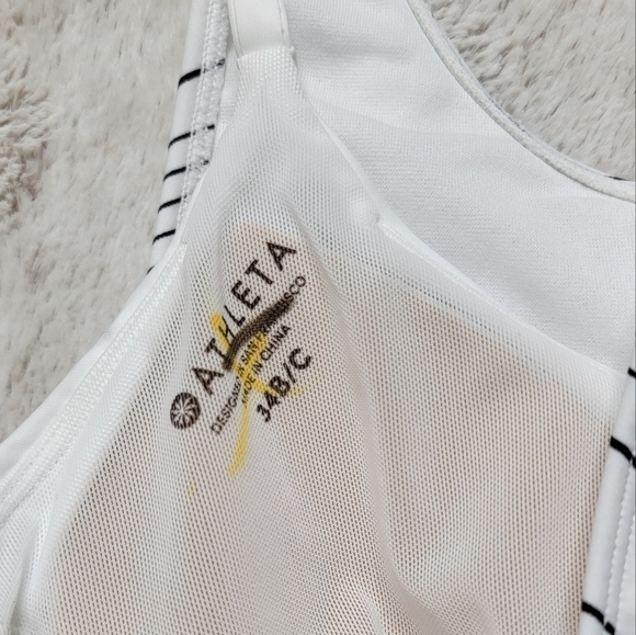 Athleta Chevron High Leg White One Piece Swimsuit NWT Size 34B/C - Picture 7 of 14